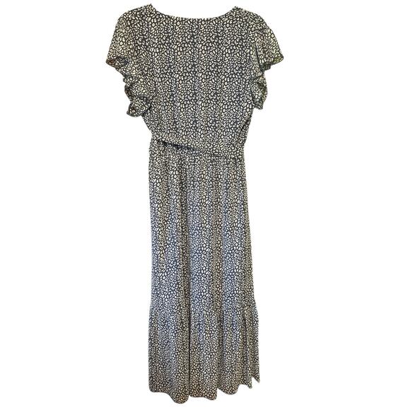 Chic Style Blue Printed Belted Dress - Size Medium - Picture 2 of 5